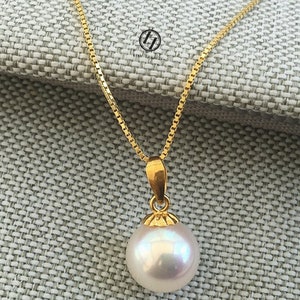 Japanese Akoya Pearl Pendant 18K Solid Yellow Gold - Etsy