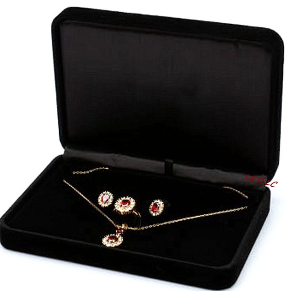 Lily Treacy Deluxe Large Jewelry Pearl Set Gift box Black Beige(white) Velvet for Necklace Earrings Rings Set