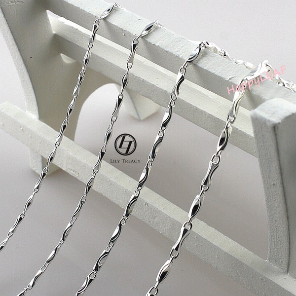 925 Sterling Silver Ingot Chain Rhodium finish Solid Premium Sterling Silver Necklace 18"