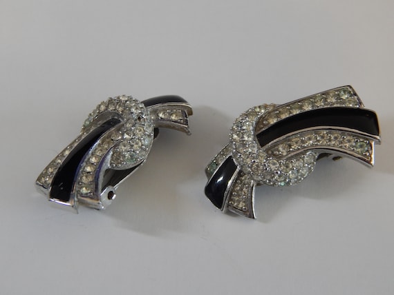 Vintage Clip on Earings, Givenchy Fancy Rhineston… - image 1