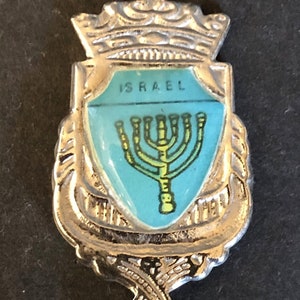 Israel with Menorah (top) on Souvenir Spoon with Crown - pre-owned