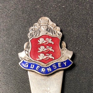 Guernsey and Crest (top) on Souvenir Spoon - pre-owned