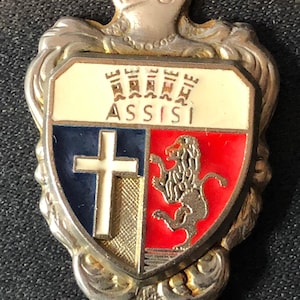Assisi, Italy with Cross and Lion (top) on Souvenir Spoon - pre-owned