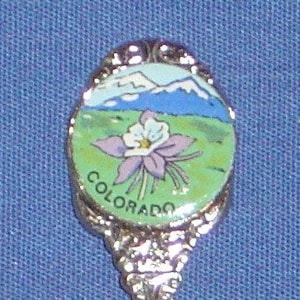 Colorado with Colorado Blue Columbine (top) on Souvenir Spoon - NEW