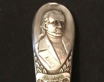 James Polk (stem), Bust (top), Annexation of Texas, California & New Mexico (bowl) on Silver Plated Spoon - pre-owned