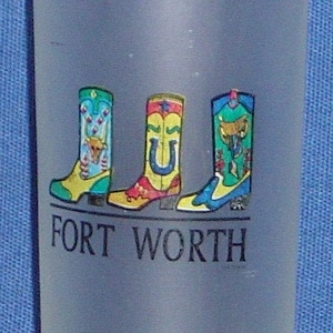 Fort Worth, Texas with Three Boots on 2oz Frosted Glass Shooter - NEW