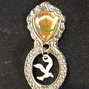 Coupville, Washington (boven) Gull Charm (stengel) kaart (kom) op souvenir lepel-nieuw