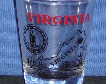 Virginia 'The Old Dominion' on 1oz Clear Glass Shot Glass - NEW