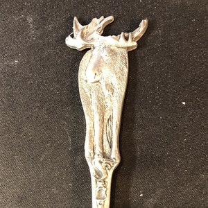 Moose (top) Mount St Helens, Washington (bowl) on Pewter Souvenir Spoon - pre-owned