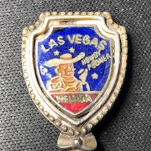 Las Vegas mit Cowboy (top) Nevada State Map (Schale) auf Zinn Souvenir Löffel - gebraucht