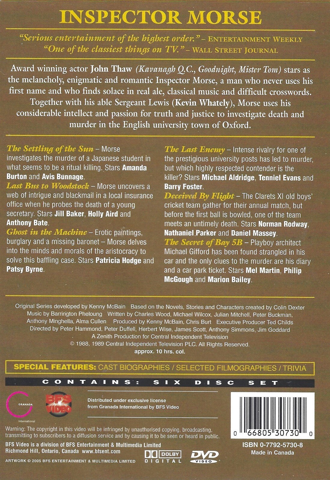 Inspector Morse Starring John Thaw, Kevin Whately - Pre-owned Dvds  