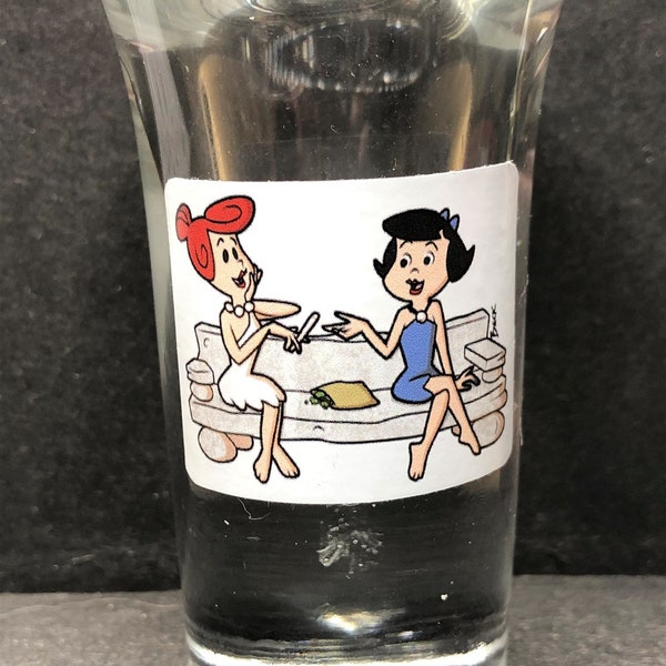 Wilma and Betty on 1oz Glass Shot Glass - NEW
