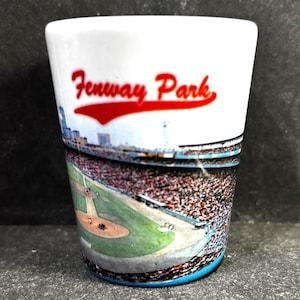 Fenway Park, Massachusetts in Panorama on 1oz White Ceramic Shot Glass - NEW