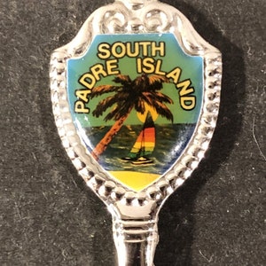 Carta (ciotola) di South Padre Island, Texas e Palm Tree (in alto) su Shovel Spoon: seconda mano
