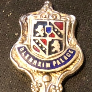 Blenheim Palace, England and Crest (top) Sir Winston Churchill in Enamel (bowl) on Silver Plated Souvenir Spoon - pre-owned