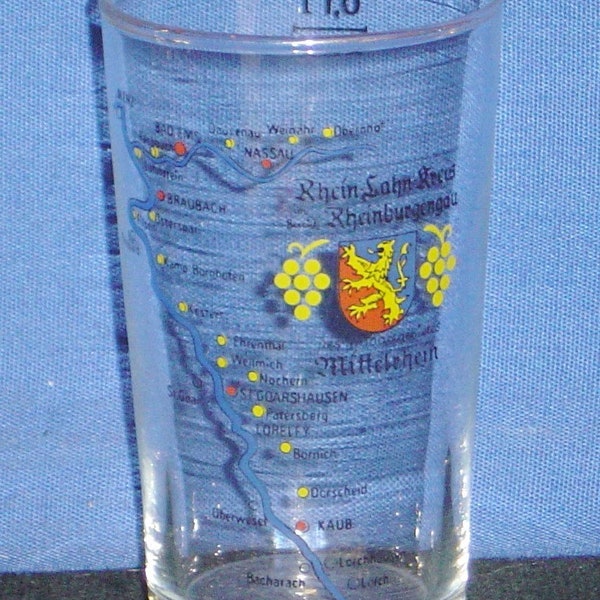 Rhein Lahn Kreis, Germany Growing Area on 3oz Glass Shot Glass with Gold Rim - NEW