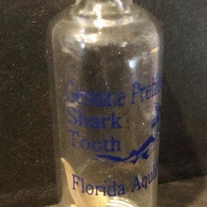 Florida Aquarium with Genuine Shark Tooth ~ Glass Miniature Bottle – NEW