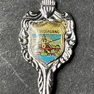 St Wolfgang, Austria and Picture of Village (top) on Souvenir Spoon - pre-owned