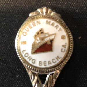 Queen Mary, Long Beach, California (top) on Souvenir Spoon - pre-owned