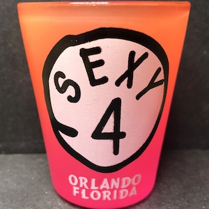 Orlando, Florida with Sexy 4 on 1oz Crimson/Orange Glass Shot Glass - NEW