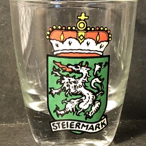 Steiermark (Stiermarken), Oostenrijk met Crest op 0,75 oz Glass shot glas-nieuw