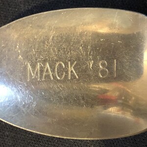 Twist Pattern (stem) &quot;MACK &#39;81&quot; (bowl) Silver Plated Demitasse Spoon - pre-owned