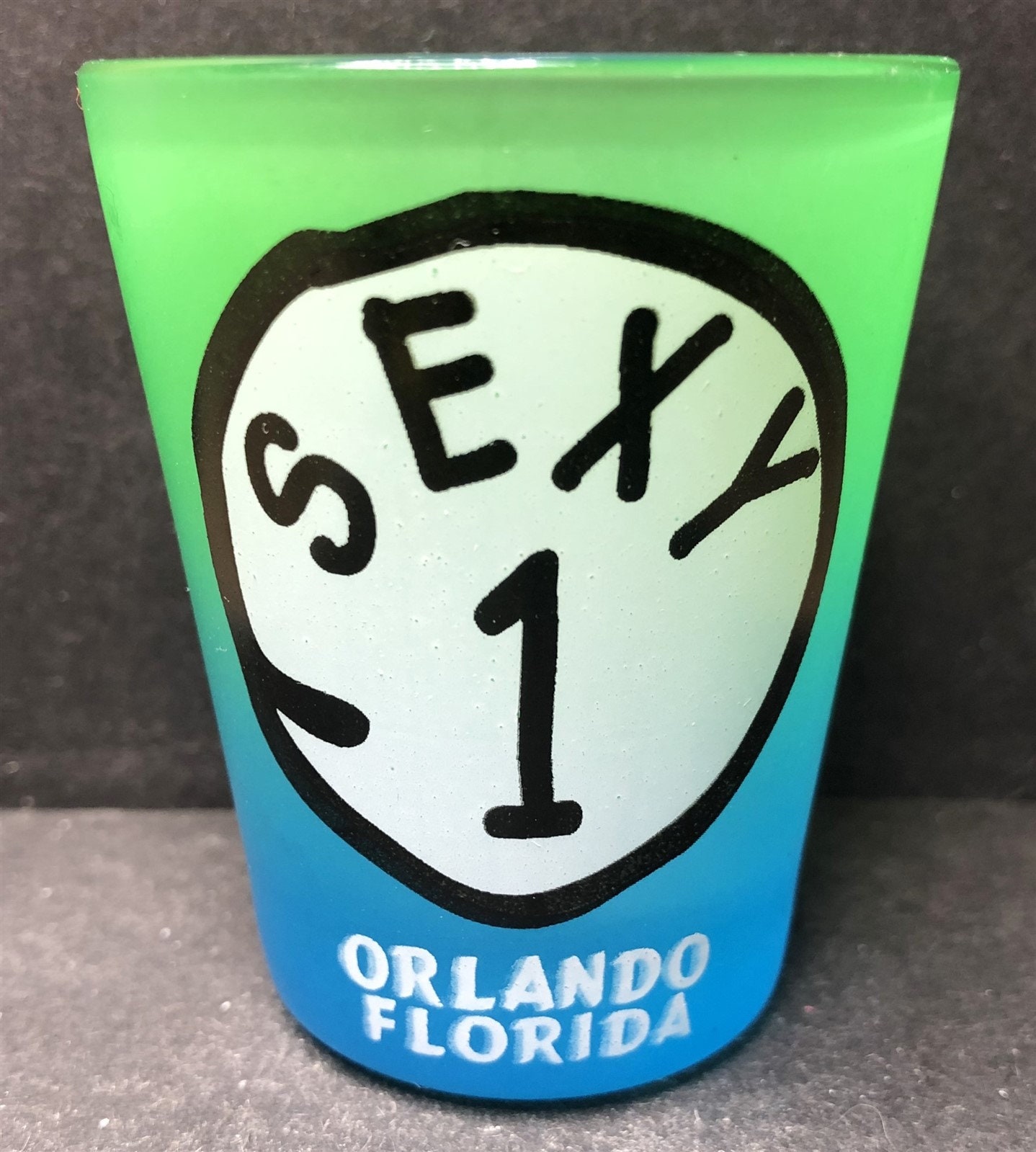 Orlando, Florida with Sexy 1 on 1oz Blue/Green Glass Shot Glass - NEW