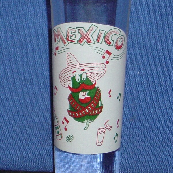 Mexico with Comical Bandito, Tequila & Music Notes on 2oz Glass Shooter – NEW