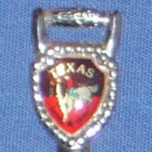 Texas Lone Star State & Bronco (en haut) Carte (bol) sur Spade Shovel Souvenir Spoon - occasion