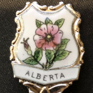 Banff (bowl) Wild Rose and Alberta, Canada (top) on Souvenir Spoon - NEW
