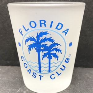 Coast Club, Florida with Palm Trees on 1oz Frosted Glass Shot Glass - NEW