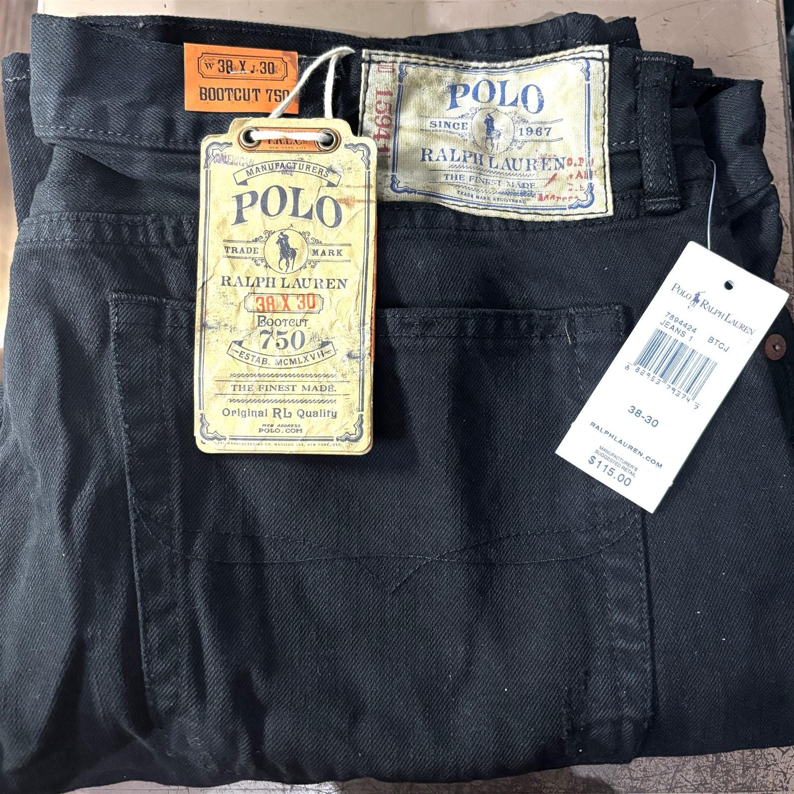 Polo by Ralph Lauren Bootcut 750 Black Jeans (size 38x30) - NEW 