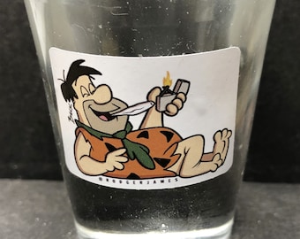 Fred Flintstone on 1oz Glass Shot Glass - NEW