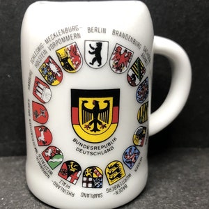 Bundesrepublik (Germany) Eagle On Flag with Multiple Crests on 0.75oz Ceramic Mini-mug Shot Glass - pre-owned