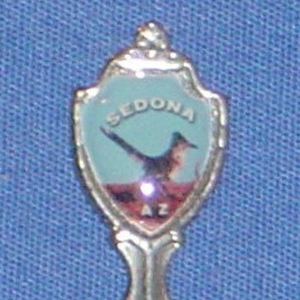 Arizona with Roadrunner (top) with Map (bowl) on Souvenir Spoon - pre-owned