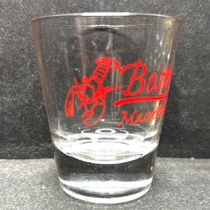 Boston, Massachusetts and Lobster in Red on 1oz Glass Shot Glass - NEW