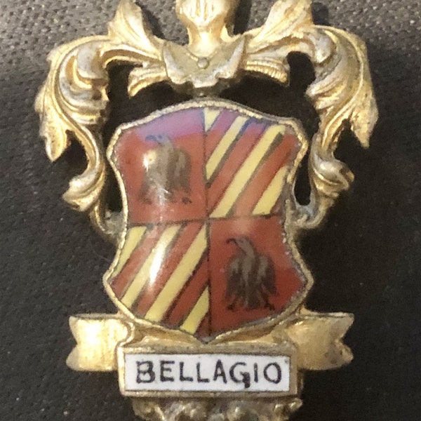 Bellagio, Italy with Crest (top) on Brass Souvenir Spoon - pre-owned