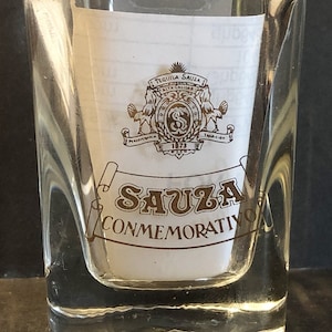 Sauza Conmemorativo in Gold on 2oz Square Glass Shot Glass - NEW