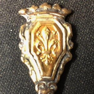 Fleur de Lie and Crown (top) Italy on Brass Souvenir Spoon - pre-owned