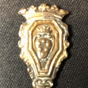Hobnail Crest and Crown (top) Italy on Brass Souvenir Spoon - pre-owned