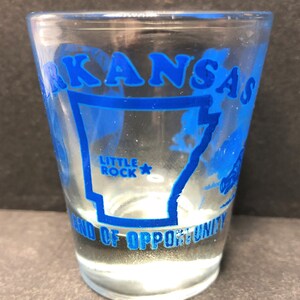 Arkansas avec Carte, Little Rock et Razorback sur verre 1oz Shot Glass - NOUVEAU