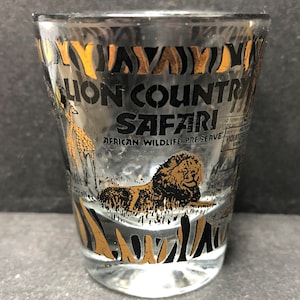 Florida Lion Country Safari, African Wildlife Preserve with Lion and Many Sites on 1oz Glass Shot Glass - NEW
