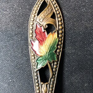 Hamilton, Ontario (bowl) Canada with Maple Leaf (top) on Solid Copper Souvenir Spoon - pre-owned