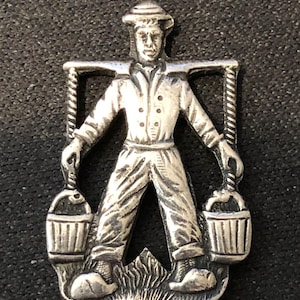 Netherlands ~ Man Carrying 2 Buckets (top) on Silver Plated Souvenir Spoon - pre-owned