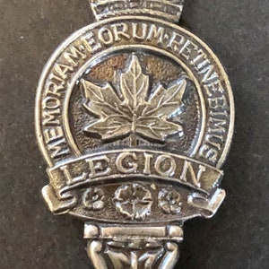 Royal Canadian Legion (top) on Silver Plated Souvenir Spoon - pre-owned