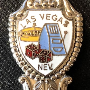 Las Vegas, Nevada (arriba) y Golden Strip (tazón) en Souvenir Spoon - seminuevo
