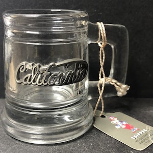 California in Pewter on Glass on 1oz Ceramic Mini-mug Shot Glass - NEW