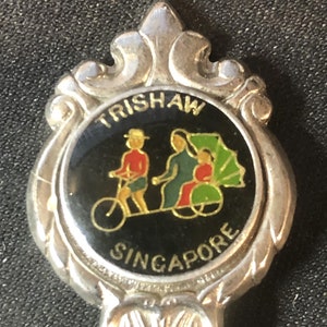 Singapore with Rickshaw (top) on Silver Plated Souvenir Spoon - pre-owned
