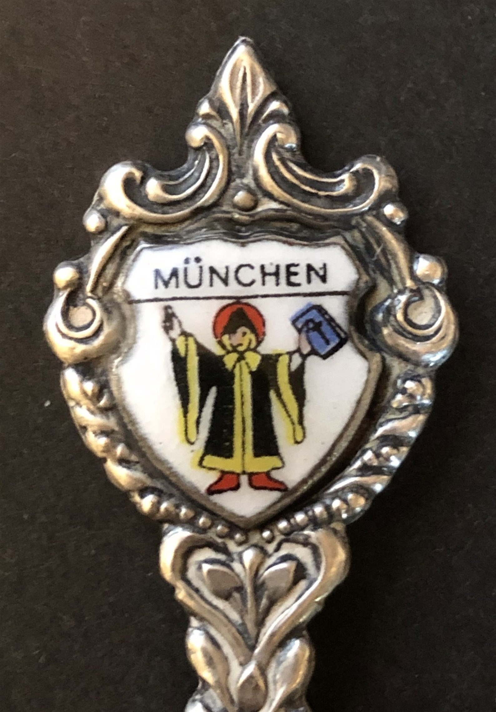 Munchen (Munich), Germany with Monk on Silver Plated Souvenir Spoon - pre-owned