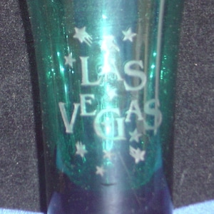 Las Vegas, NV with Stars on 1oz Green Glass Shot Glass - NEW